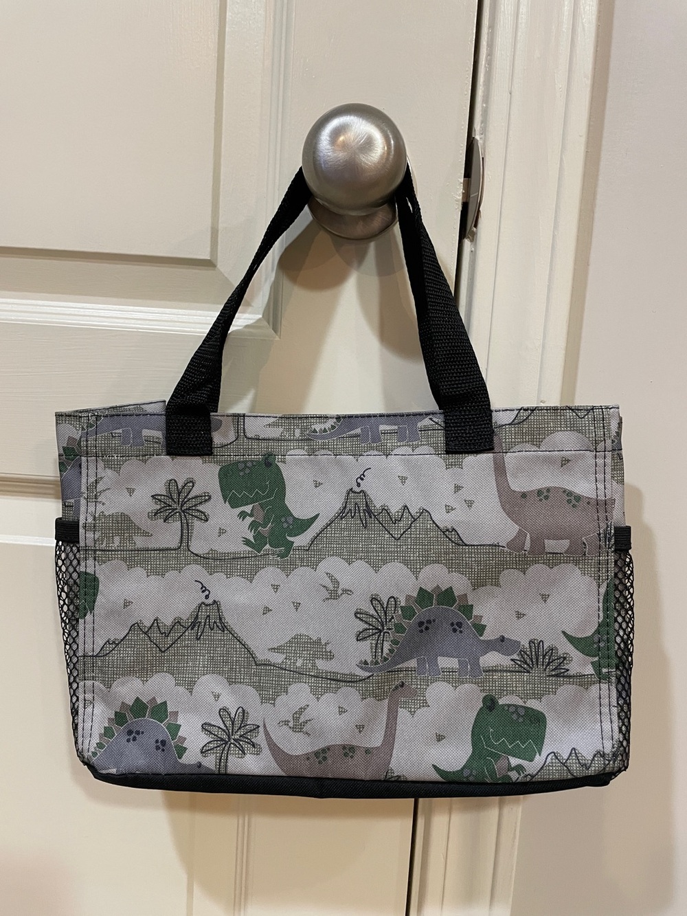thirty-one Gray and Green Dino Print Tote